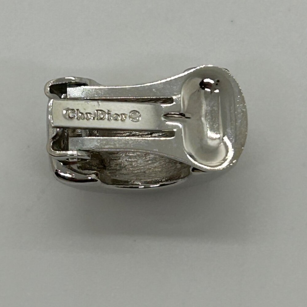 Christian Dior Vintage Clip-On Earrings With Rhinestones & Silver-Tone Metal - Picture 11 of 16